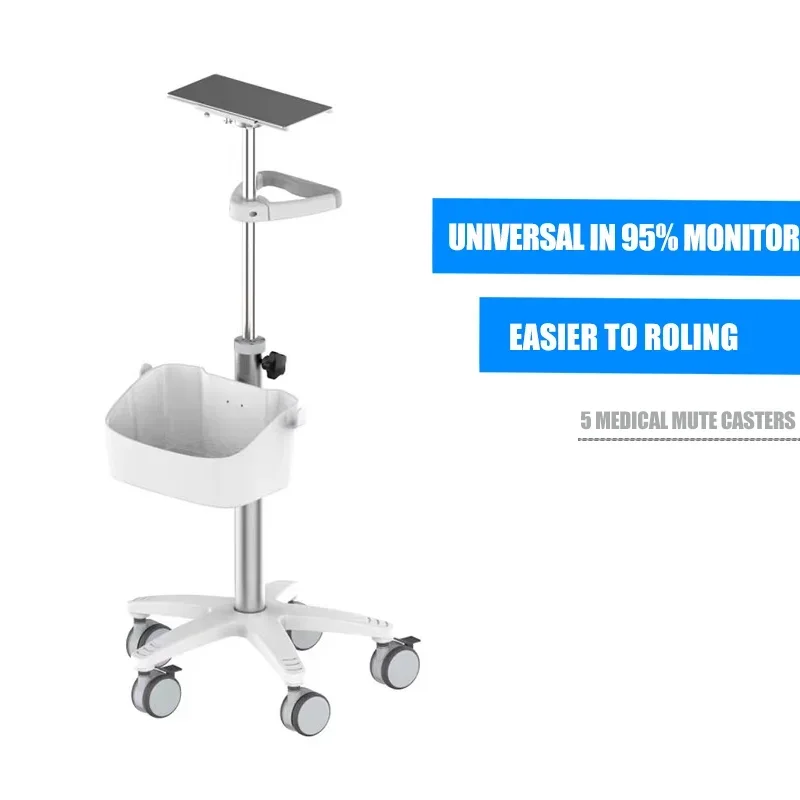 ABS steel basket medical monitor trolley with reliable quality for hospital and clinic use