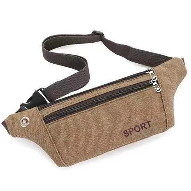 Men Running Purses Casual Durable Fanny Waist Pack Male Waist Bags Belt Canvas Hip Bum Military Bag Pouch Three Zipper Pocket