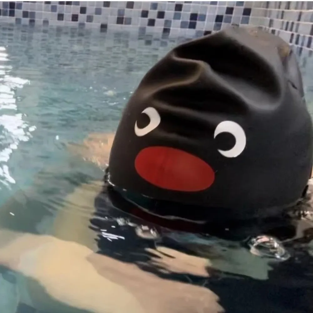 Elastic Penguin Swimming Cap Enlarged Comfortable Swimming Cap Ear Protection Waterproof Silicone Swimming Cap Men Swim