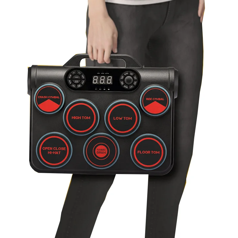 Portable Electronic Drums 7 Pad Smart Music Drums Beginner Adult Lighting Electric Drum Electric Battery Musical Instrument