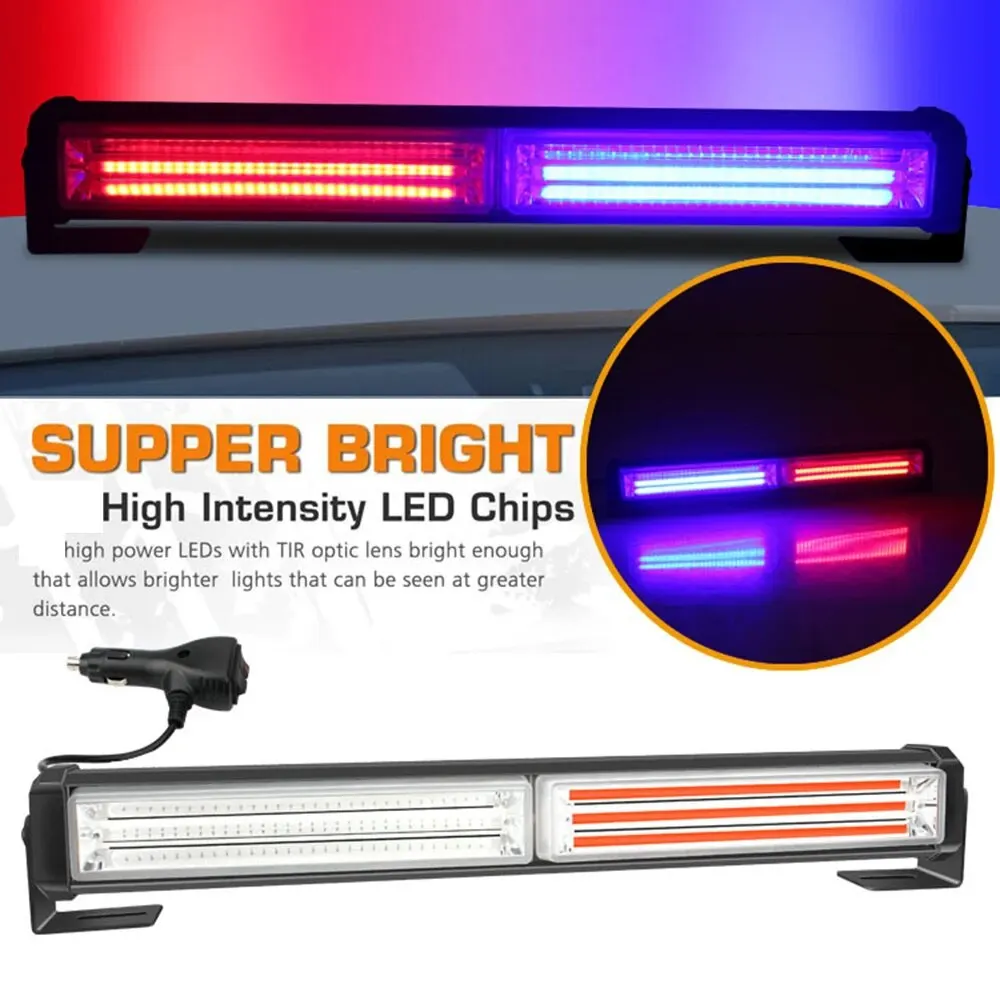 WINDOWS Flash Bar COB LED Strobe Light Bar Police Fireman Lamp Car Truck Flashing Emergency Warning LightBar Yellow Red Blue