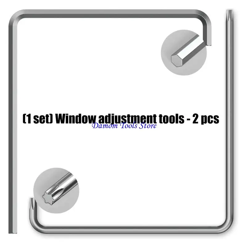 57BE 2Pcs Wear Resist Window Fitting Wrench Curved Inside Hexagonal Wrench Steel Window Adjuster Hardware Tool Enduring
