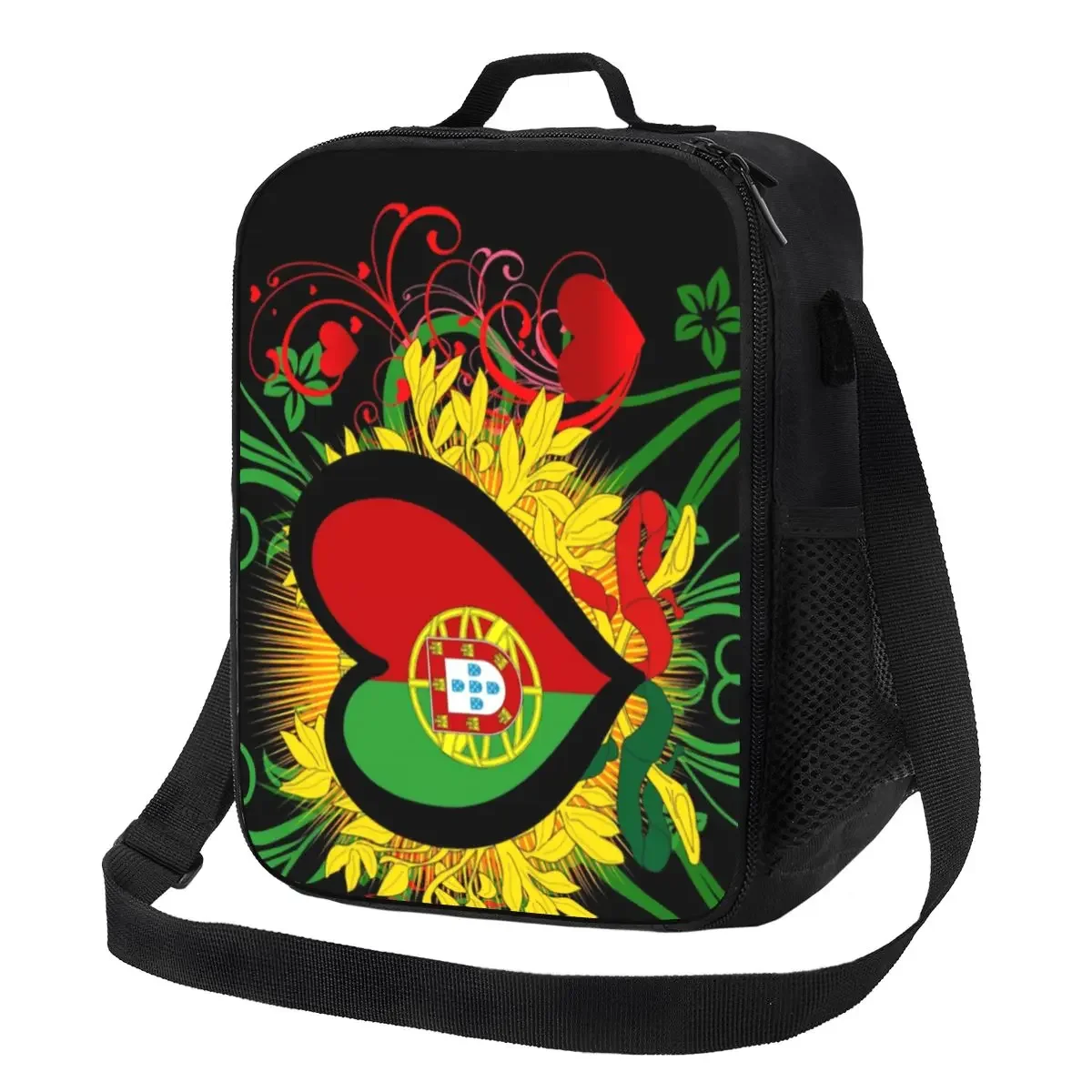 Custom Portugal Flag Heart Gifts Lunch Bag Men Women Cooler Thermal Insulated Lunch Box for Kids School Children