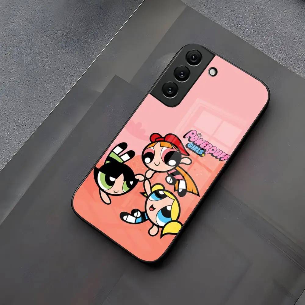 The Powerpuff Girls Phone Case Glass for Samsung Galaxy S23 S24 S21 S22 S20 Ultra Fe Plus A34 A54 A24 A52 A53 M54 Cover