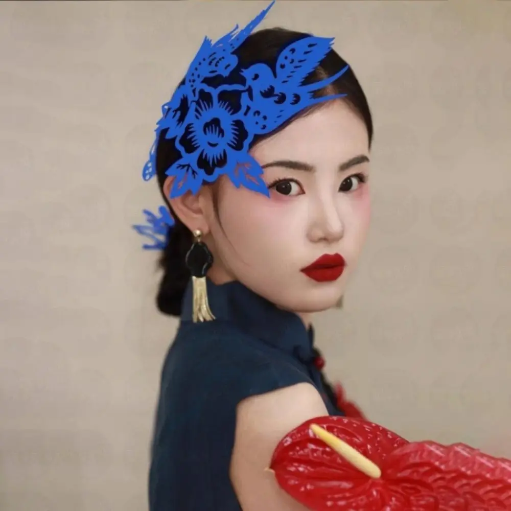 

Magpie Chinese Style Headpiece Flower Hairpin Bride Wedding Headdress Morning Robe Cheongsam New Year Headdress Photograph