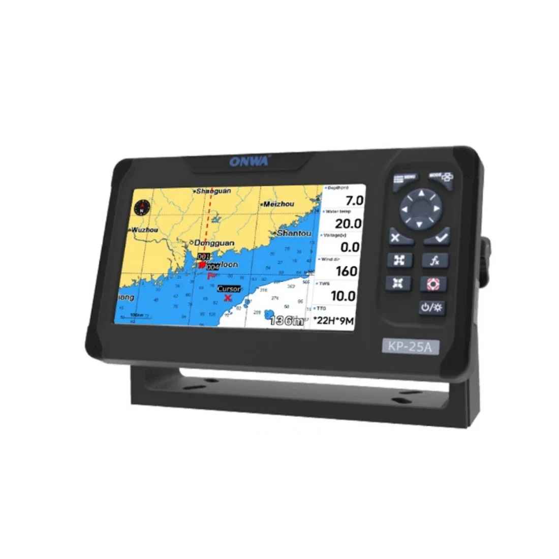 ONWA KP-25A 5-inch Marine GPS Chart Plotter with Class B+ AIS Transponder ( supports Expanded Features)