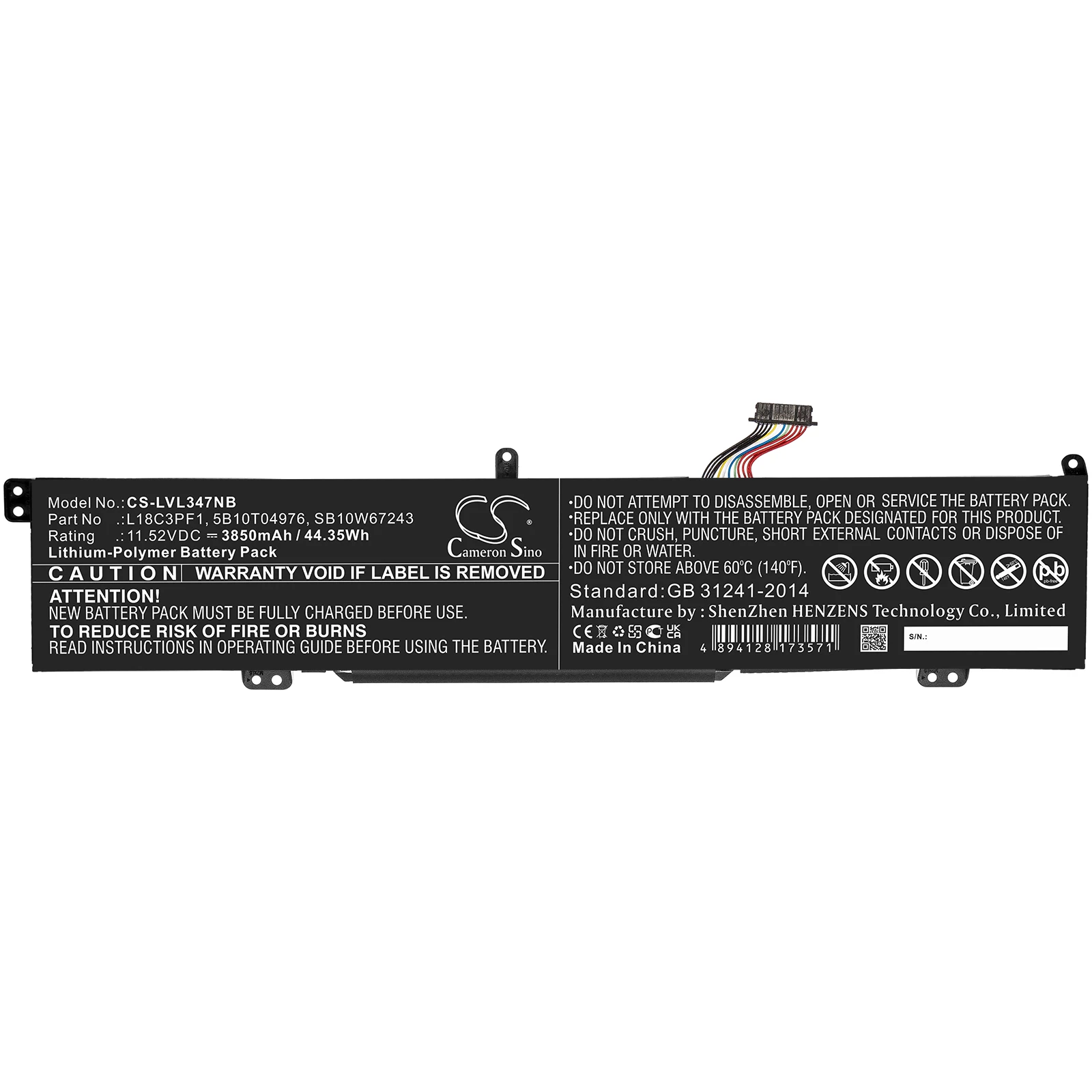 Replacement 11.52V 3850mAh Laptop Battery L18C3PF1 for Lenovo Ideapad L340 17 Gaming L340 15 L340-17irh L340-15irh