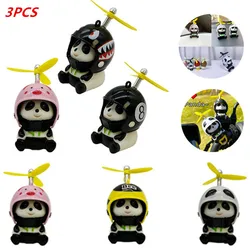 Car Broken Wind Rubber little Panda With Helmet Moto Accessories Small Yellow Duck Car Styling Accessories Car Interior Decor