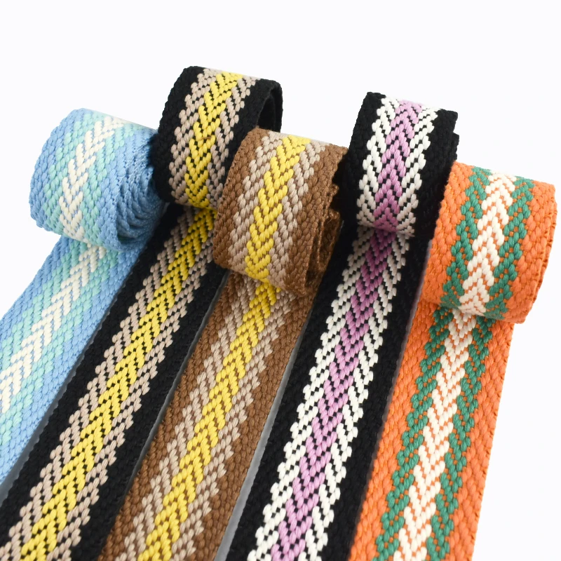 

2/5Meters 38mm Jacquard Striped Webbing Tape Bag Shoulder Strap Ribbon Band Belt Clothing Bias Banding DIY Sewing Accessories