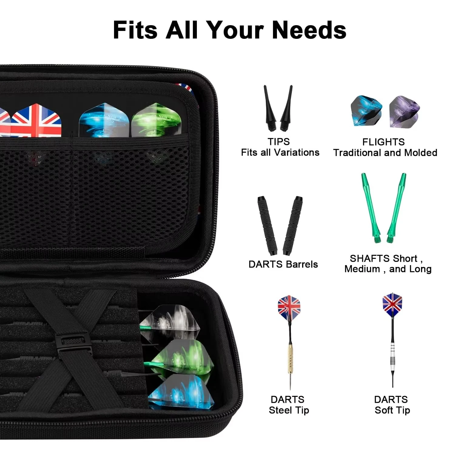 Dart Bag for 12 Darts Organizer Tip Holder Shafts Carrying Cases Accessories Carry Pouch Empty Bag Darts Container Home Outdoor