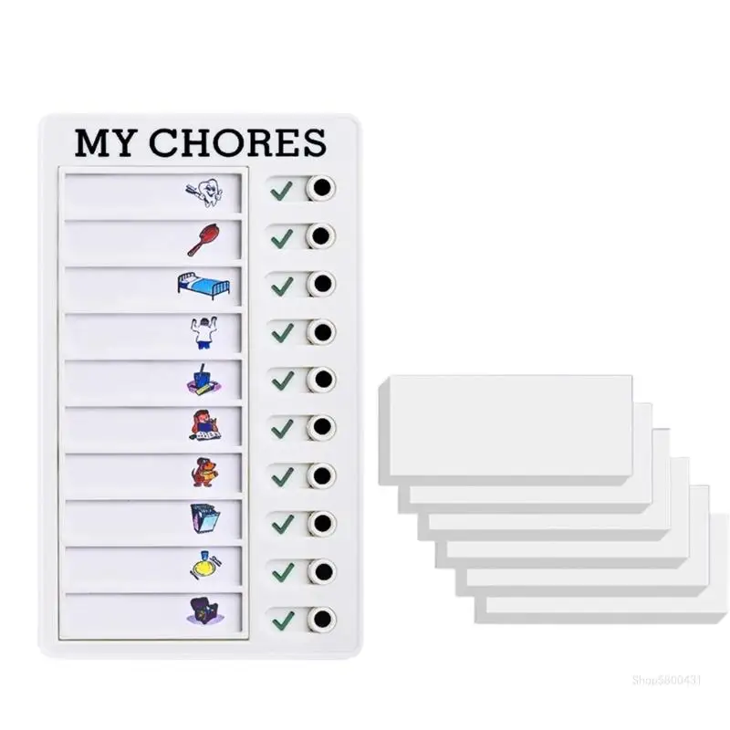 Chore Chart for Kids, Portable Chore Chart Checklist Schedule Board with 60 Cardstock for Routine Schedule Planning
