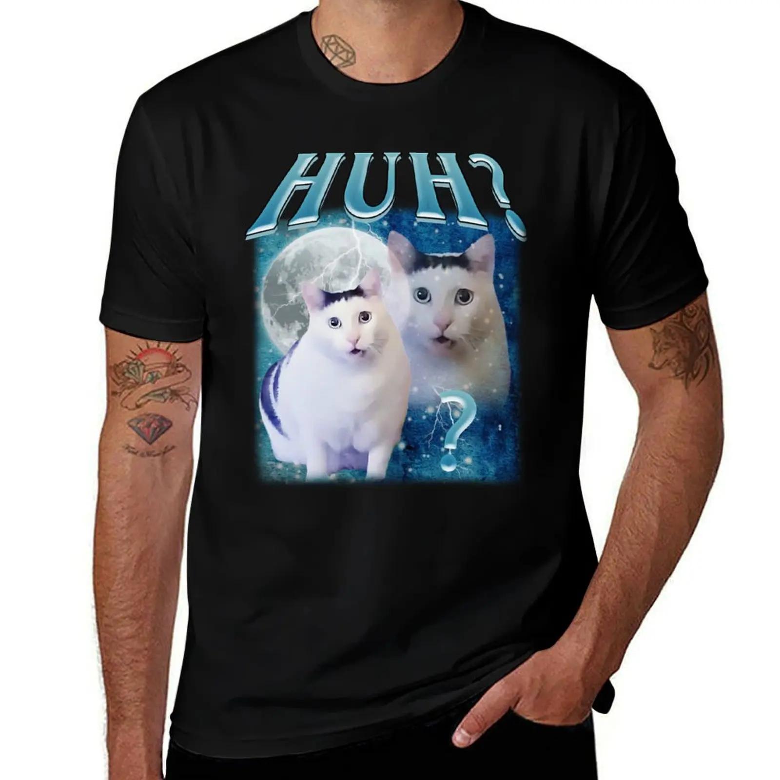 

vintage man Cat for Funny t shirts shirt T-Shirt graphic casual Meme tshirt man What man t Huh