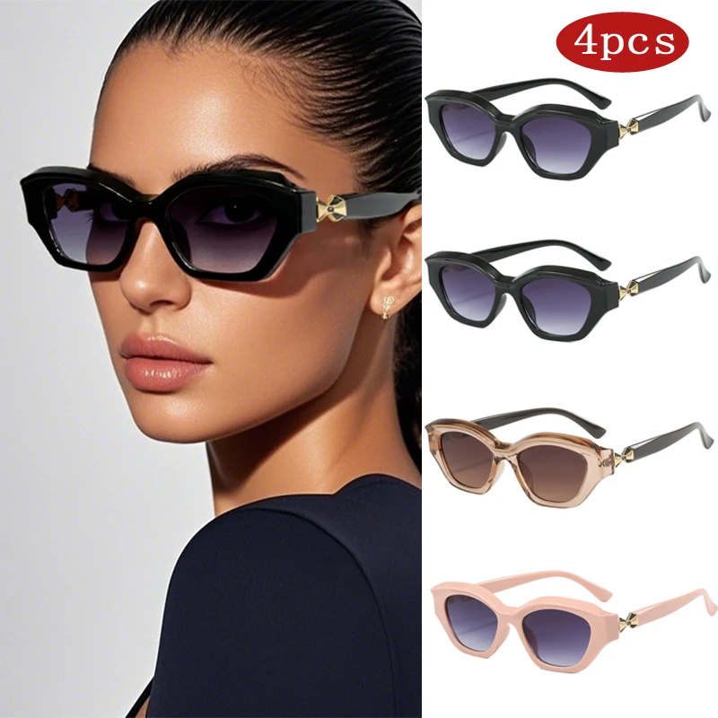 Motorcycle 1/4set Vintage Cat Eye Sunglasses Women New Fashion Gradient Women Black Shades Trendy Luxury Brand Design Glasses