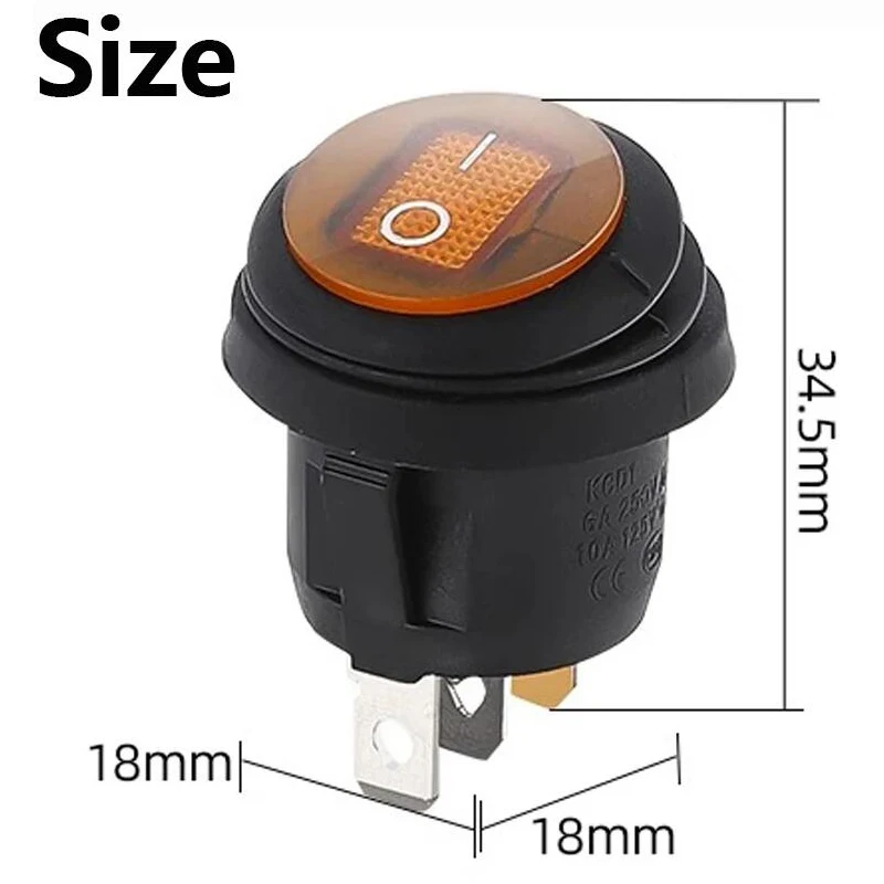 1Pcs on / off SPST Round waterproof boat LED rocker switchlight 12V 220V power button switch on off тумблер лодка