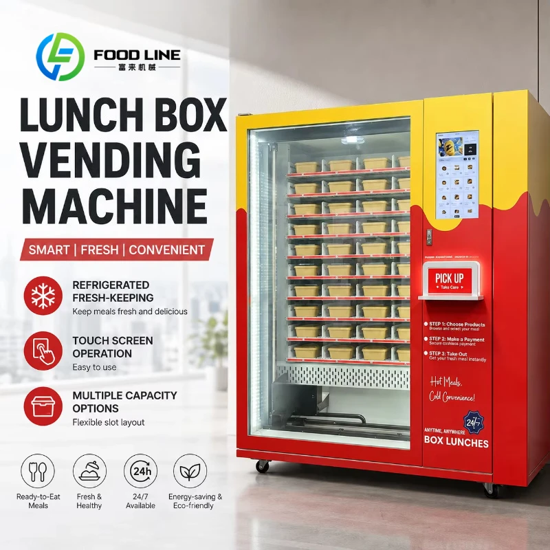 Customized Large Capacity Hot Food Vending Machine Commercial 24H Self‑Service Hamburger Box Lunch Ready‑Meal Vending Machine