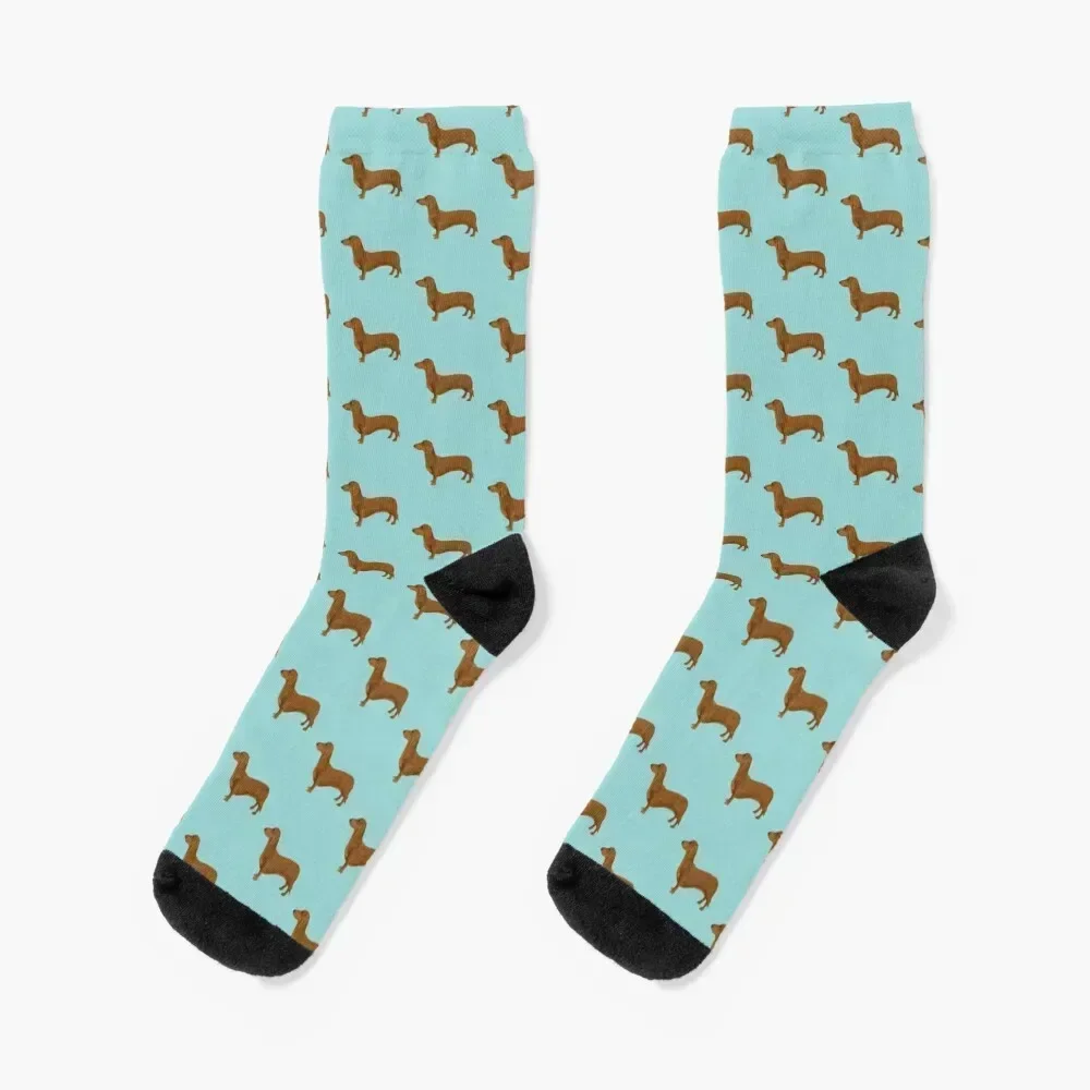 

Painted Dachshund on Blue Socks aesthetic summer gift compression Men's Socks Women's