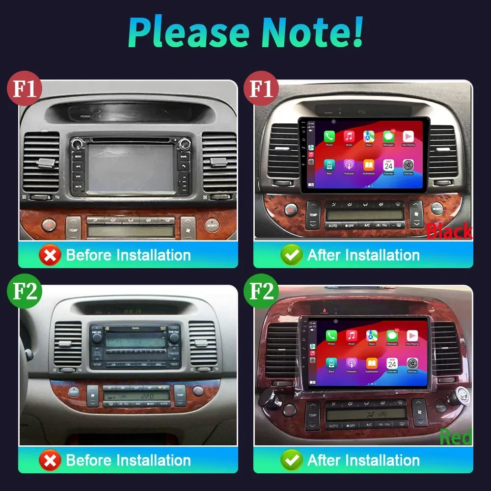 For Toyota Camry 5 XV 30 2001-2006 Car Radio Android Multimedia Navigation Apple Wireless BT CarPlay 4G GPS Touch Screen Stereo