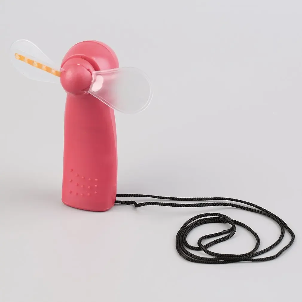

Portable Handheld Cooling Fan Colorful LED Mini Light Battery Power W/Strap Brand New