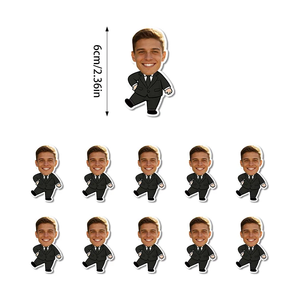 20pcs Personalized Man in Suit Wedding Party Stickers Custom Face photo Groom Face stickers Bachelorette decoration Labels