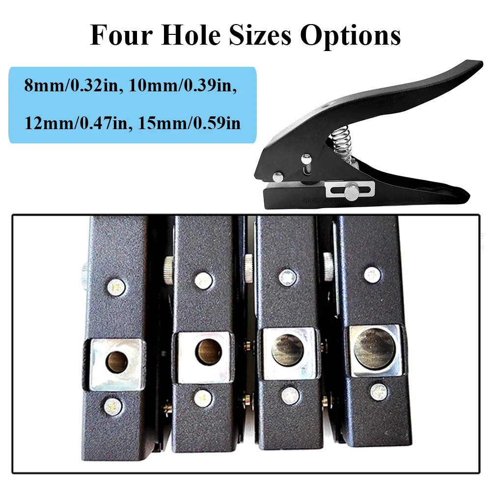 Handheld Single Hole Punch 8/10/12/15mm Circle Paper Punch Tool for ID Cards PVC Cards Photos Woodworking Tool