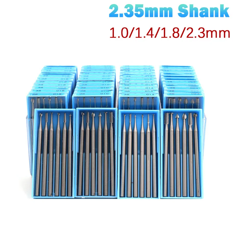 6pcs/box 2.35mm Shank Tungsten Steel Carving Cutter Walnut Kernel, Jewelry Carving Tool Wood Carving Cutter 1.0/1.4/1.8/2.3mm