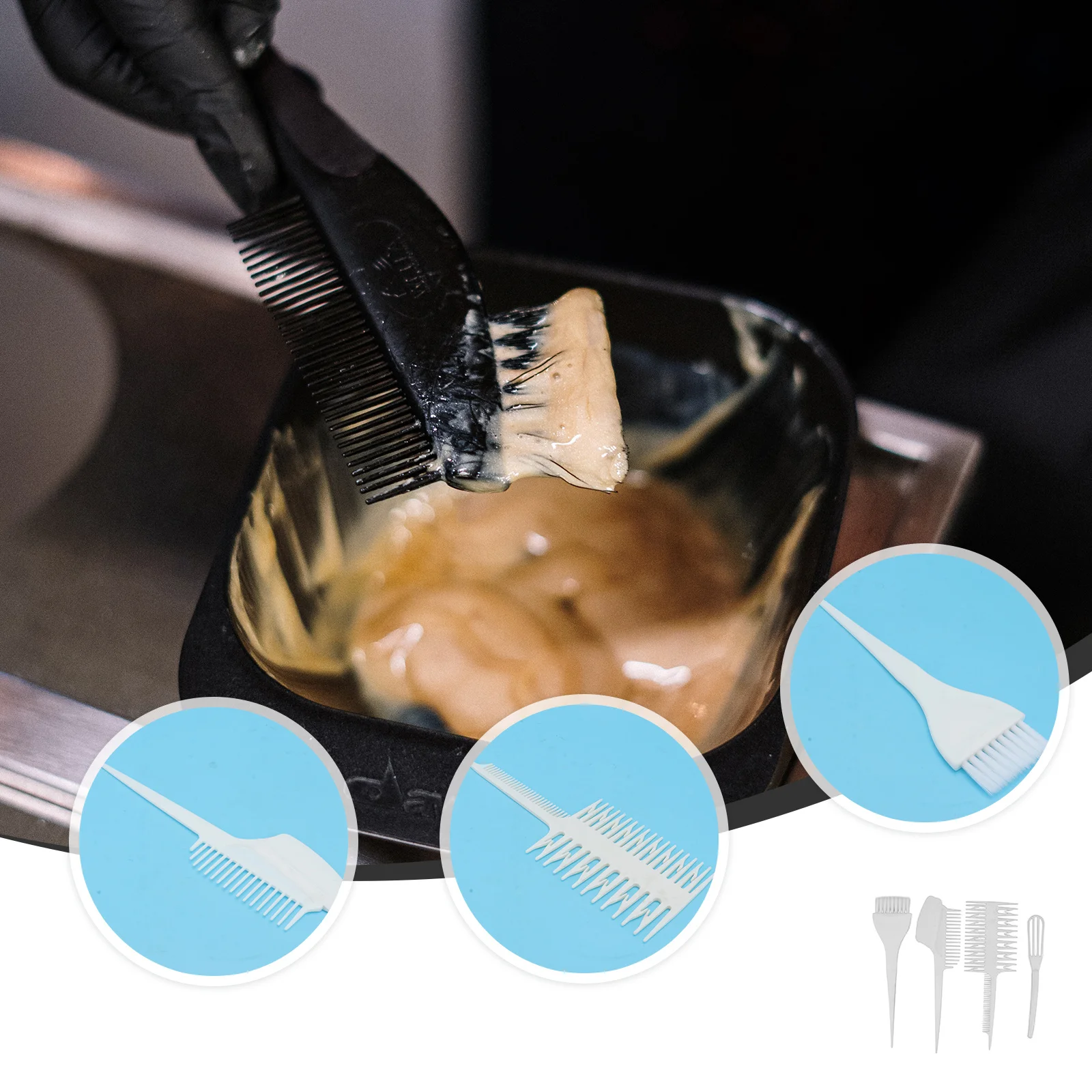 مجموعة أدوات صبغ الشعر مكونة من 6 قطع، فرشاة تسريح لتلوين الشعر، مجموعة أوعية من البلاستيك DIY ملحقات تصفيف الشعر لصالونات تصفيف الشعر المنزلية