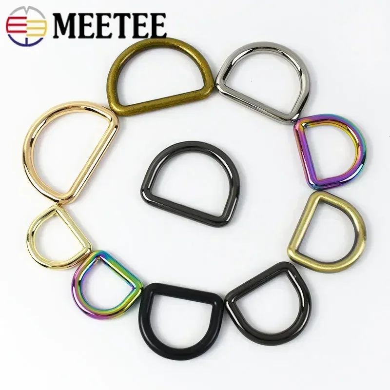 Meetee 5/10Pcs 10-38mm Metal D Ring Buckles Bag Strap Hook Dog Collar Webbing Connecting Clasp Webbings Buckle DIY Accessories