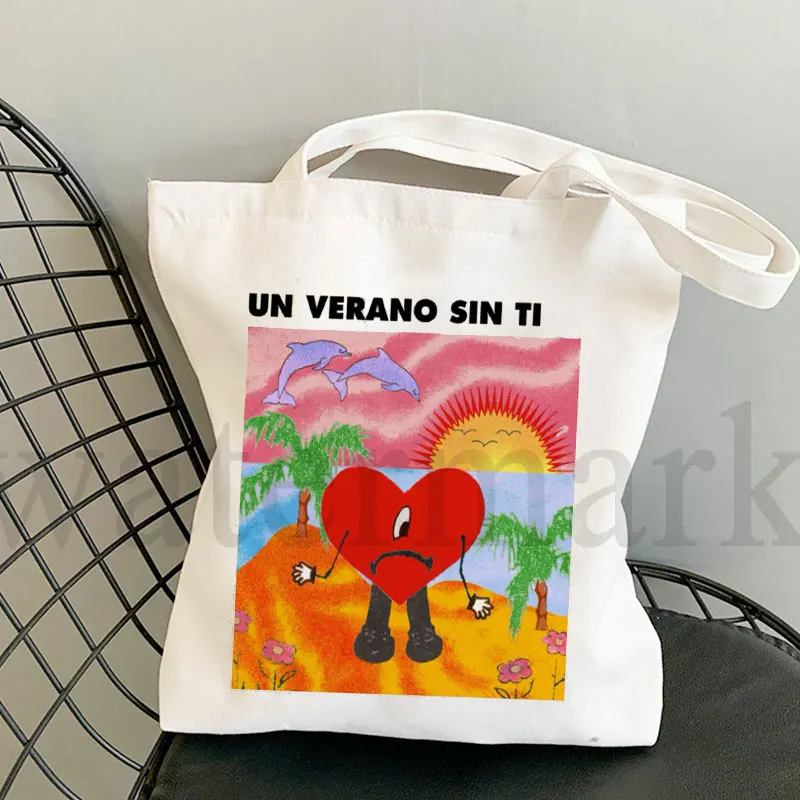 Sac fourre-tout en toile de style Harry Potter, sac à main imprimé Bad Bunny, sacs à main décontractés pour le shopping, album de musique, UN VERANO