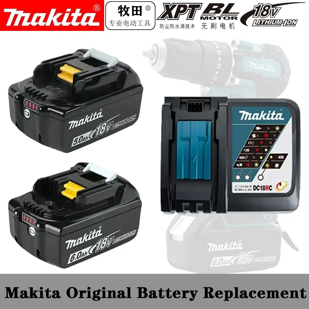

- Оригинальный аккумулятор Makita 5,0 Ач 6,0 Ач для Makita 18 В BL1850B BL1830B BL1850 BL1840 BL1860 BL1815, сменный литиевый аккумулятор