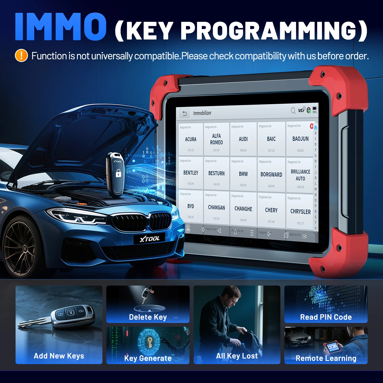 XTOOL D7 BT بلوتوث Obd2 الماسح الضوئي جميع نظام أداة تشخيص السيارة ECU ترميز أداة السيارات مع 39 + إعادة تعيين ترقية D7