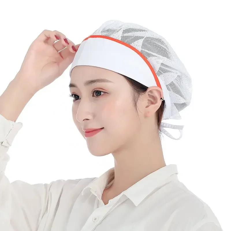 Wide-edged Breathable Net Food Caps Men\'s and Women\'s Hotel Kitchen Working Mushroom Cap Restaurant Canteen Baking Chef Hats