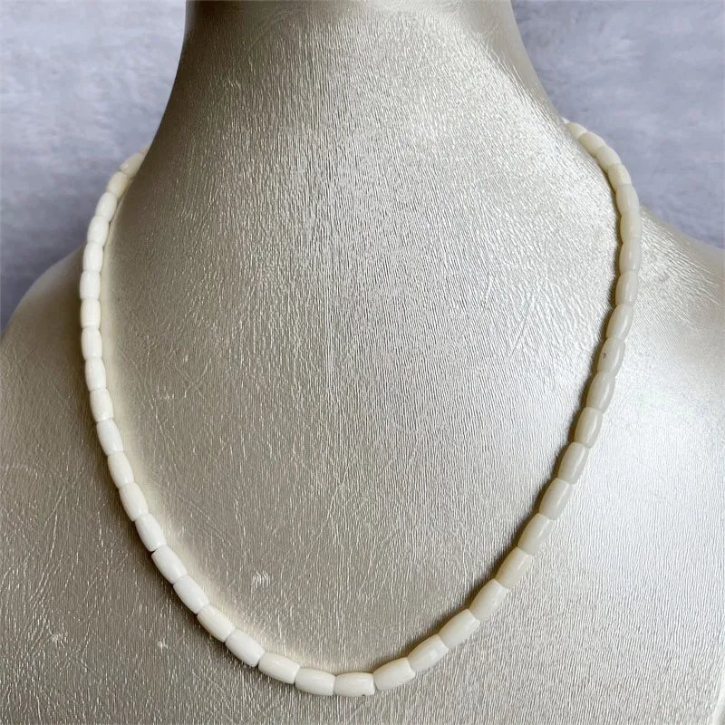 5*8MM Rice Shape White Coral Necklace with Stainless Steel Lobster Beautiful Strand Jewelry Fashion Brand Bijoux Ladies Party