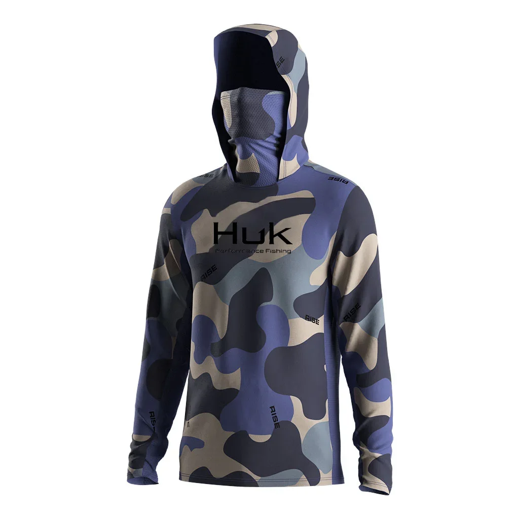 Camisa de pesca moletom com capuz para pesca uv roupas com capuz camisa de pesca roupas masculinas com capuz topo azul-verde