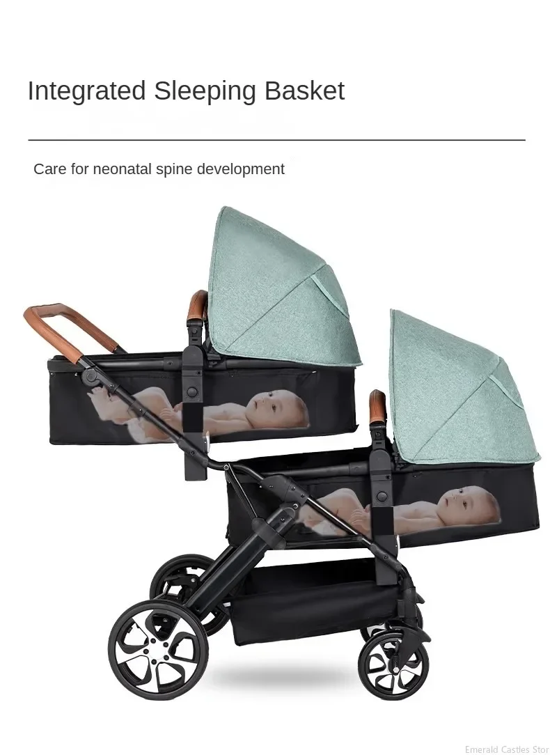 Twins Baby Stroller Can Sit and Lie Double Kids Trolley Stroller Shock Absorber Foldable Child Baby Carriage Foldable