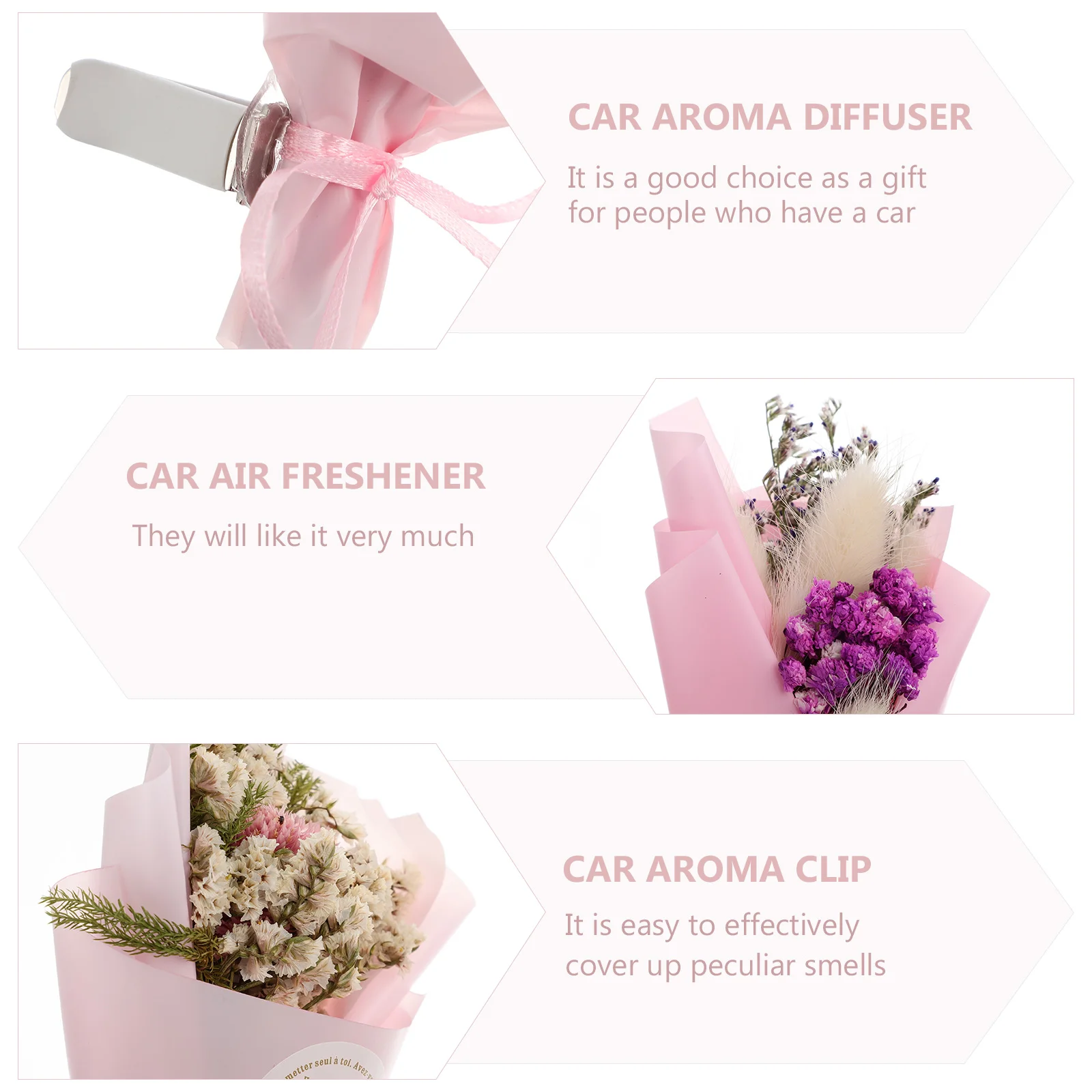 2 Pcs Car Dried Flower Aromatherapy Vents Odor Freshener Clip Automotive Cars Floral Perfume Died