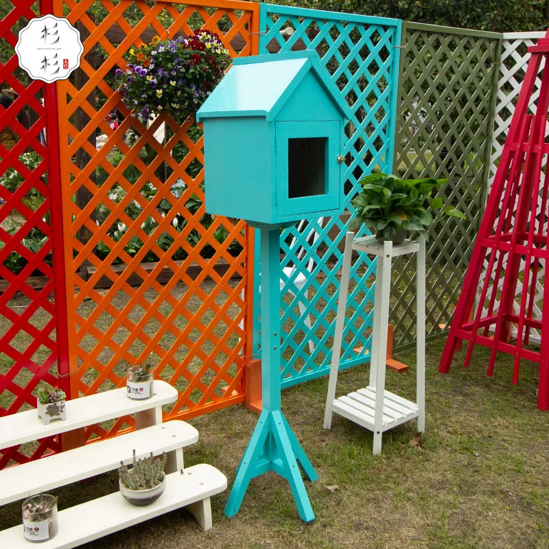 Solid wood creative villa courtyard mailbox standing outdoor rainproof outdoor home decoration suggestion box mailbox