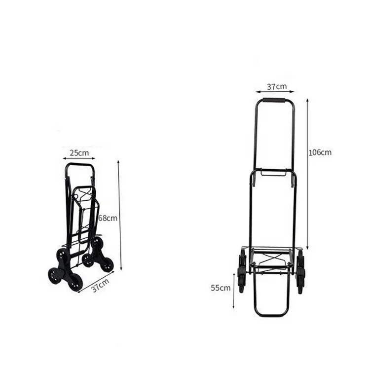 Portable Folding Stair Climbing Trolley with 6 Wheels Luggage Carrier Hand Truck Shopping Trolley