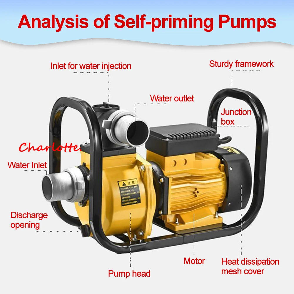 High-flow self-priming pump AC 220V agricultural irrigation water pump high-head centrifugal