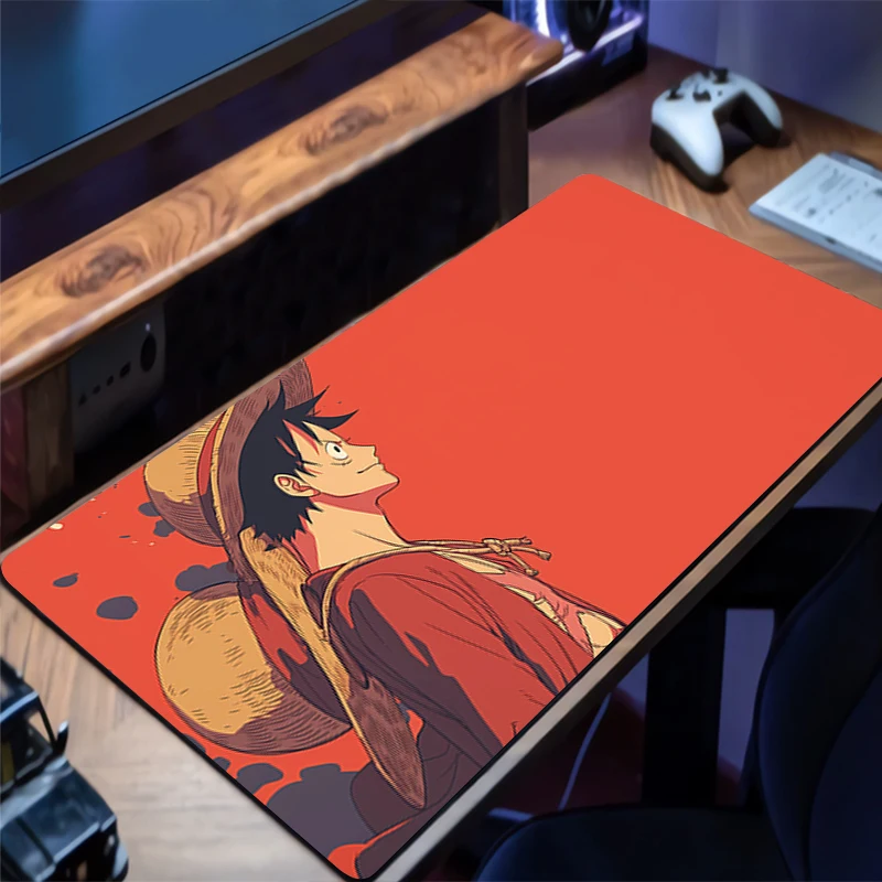Mousepad PC Gaming Accessories One Piece Luffy Computer Cabinet Extended Mat Non-Slip HD Mouse Pad Anime Keyboard Pad Desk Mat