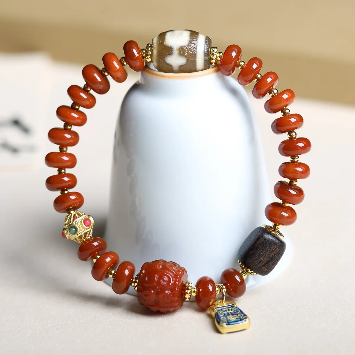 Red Agate Disc Bead…
