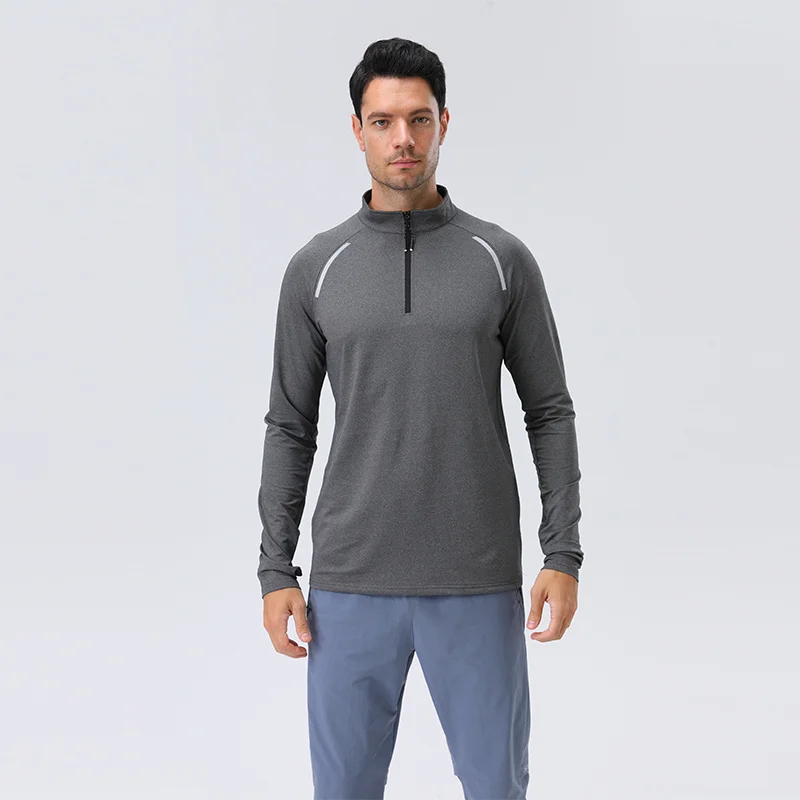 

Men Loose Half Zip Long Sleeve Training Top Breathable Sport Tshirt