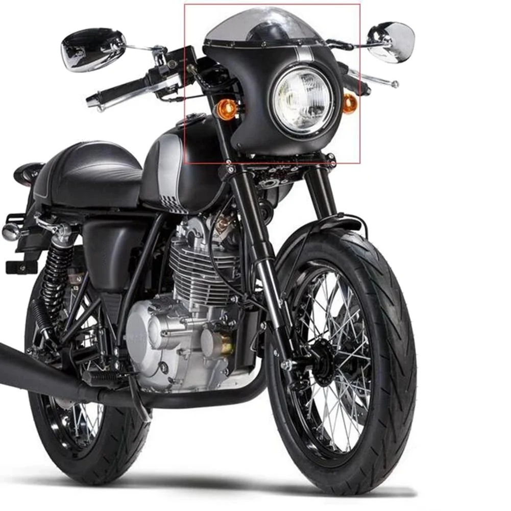 Motorrad Frontscheinwerfer Verkleidung Windschutzscheibe Windschutzscheibe Kunststoff Universal Cafe Racer Retro Scheinwerfer Windschutz Schwarz