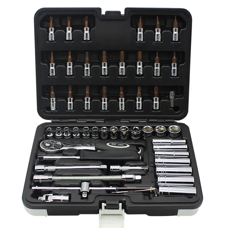 53pcs Car Repair Tool Socket Wrench Set Auto Disassembly Repair Combination Suit for Engine Supension Tire