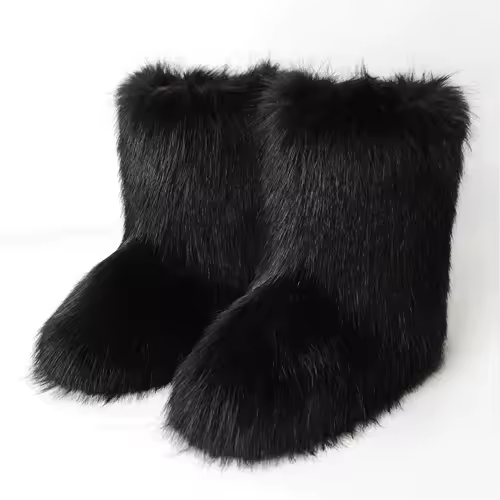 Women's Winter Snow Boots Outdoor Luxury Furry Faux Fox Fur Boots Woman Plush Warm Platform Shoes New Fashion Bottes Big Size 46 - Image 13