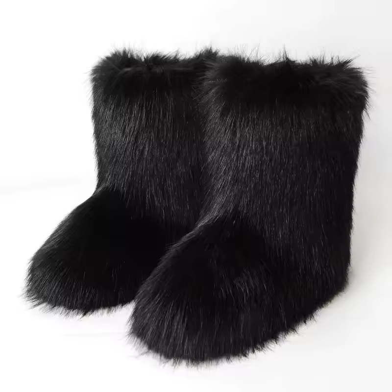 Women's Winter Snow Boots Outdoor Luxury Furry Faux Fox Fur Boots Woman Plush Warm Platform Shoes New Fashion Bottes Big Size 46 - Image 13