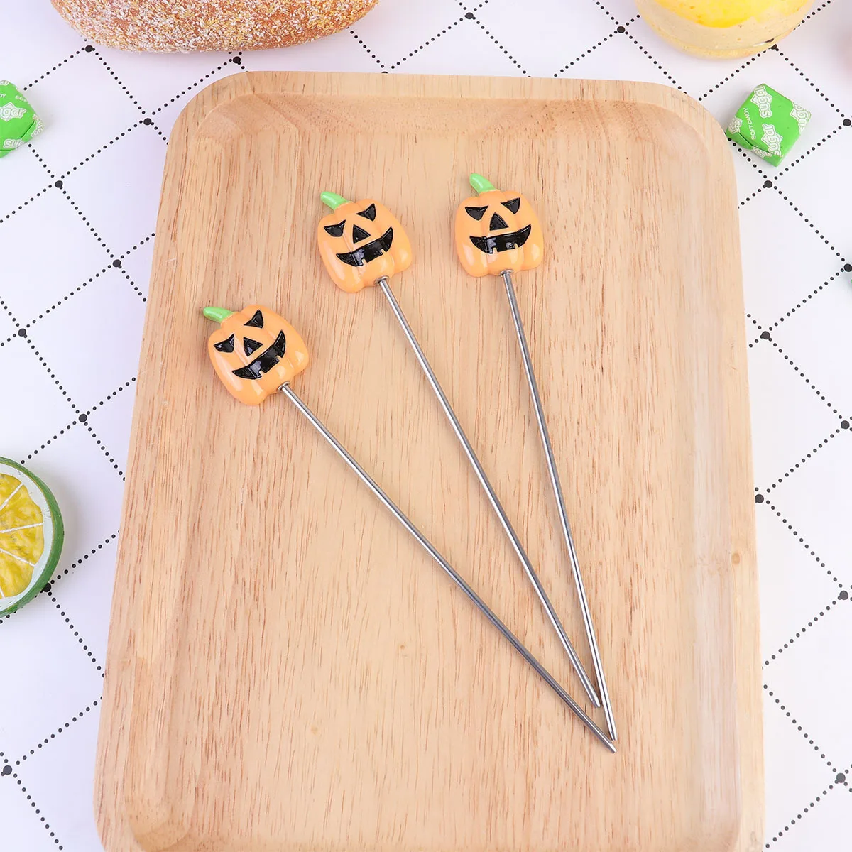 

4Pcs Cake Tester Pumpkin Head Stainless Steel Bread Biscuit Test Pin Baking Tool Cooking Bread Tool Cake Tester