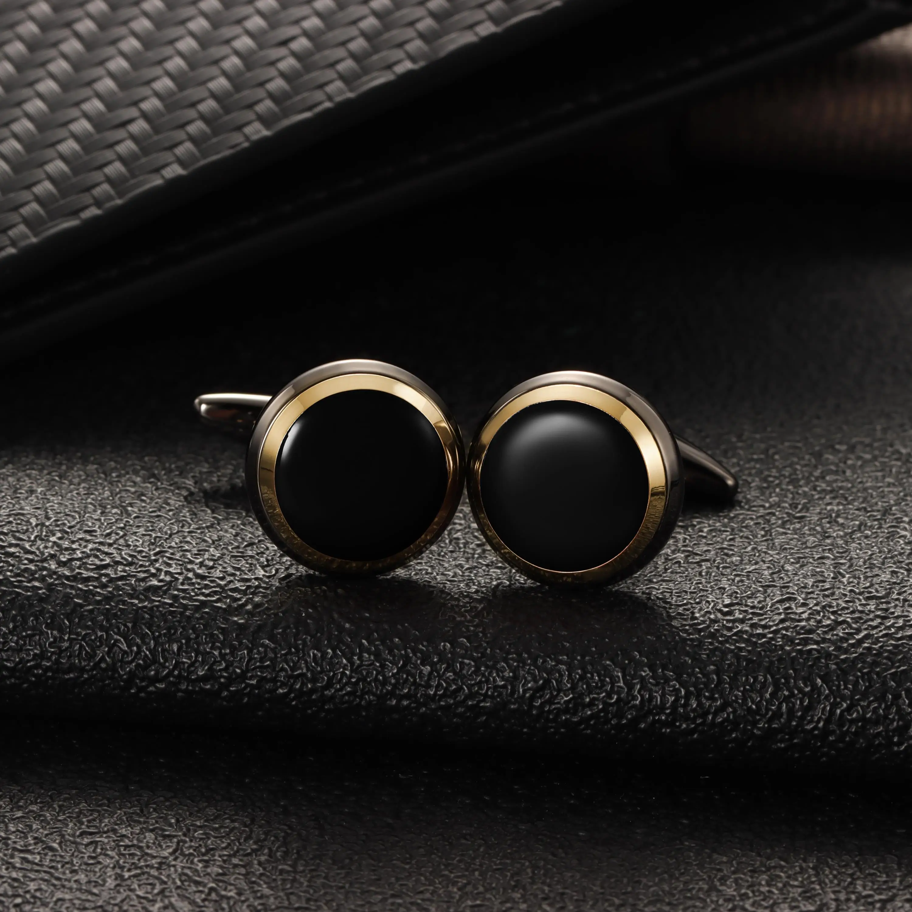 HAWSON stylish men\'s emamel cufflinks and shirt studs for general wedding and business accessories, with gift box. gift for him