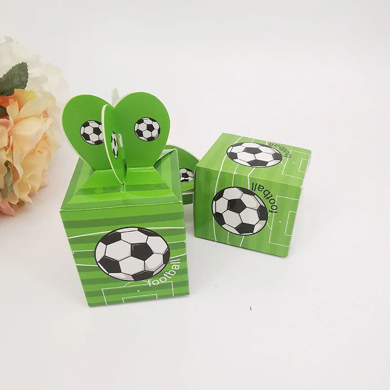 25/50Pcs Mini Green Football Field Candy Box Cartoon Kids Birthday Favor Gift Boxes Packaging Bag Baby Shower Party Decoration
