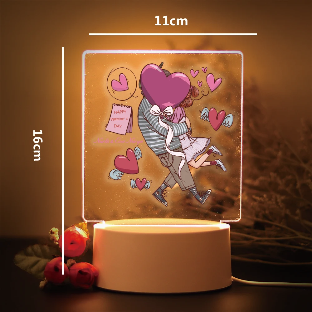 

1 pc romantic custom name Valentine's Day 3D Visual Night Light 3D Night Light for baby room decor