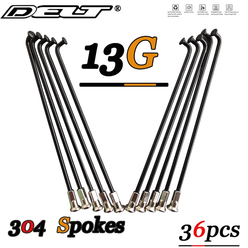 36Pcs 13G(2.25mm)/122/124/139/178/181/228/230/248/250/270MM Stainless Steel Bicycle Spokes & Nipples Electric E-Bike Cycle DELT